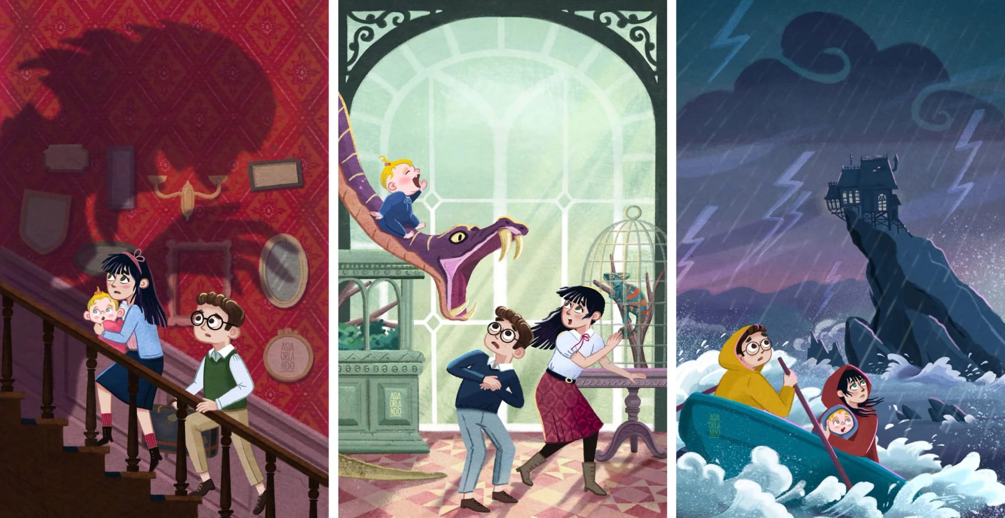 A Series of Unfortunate Events 系列图书封面,由 Asia Orlando 重新绘制。